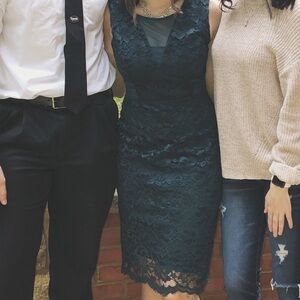 Enfocus Studio Teal Lace Midi Dress